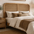 Avalon Rattan Bedhead in Light Tobacco-Dovetailed &amp; Doublestitched
