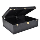 Aviator Vintage Black Leather Trunk Coffee Table-Dovetailed &amp; Doublestitched