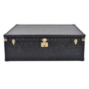 Aviator Vintage Black Leather Trunk Coffee Table-Dovetailed &amp; Doublestitched