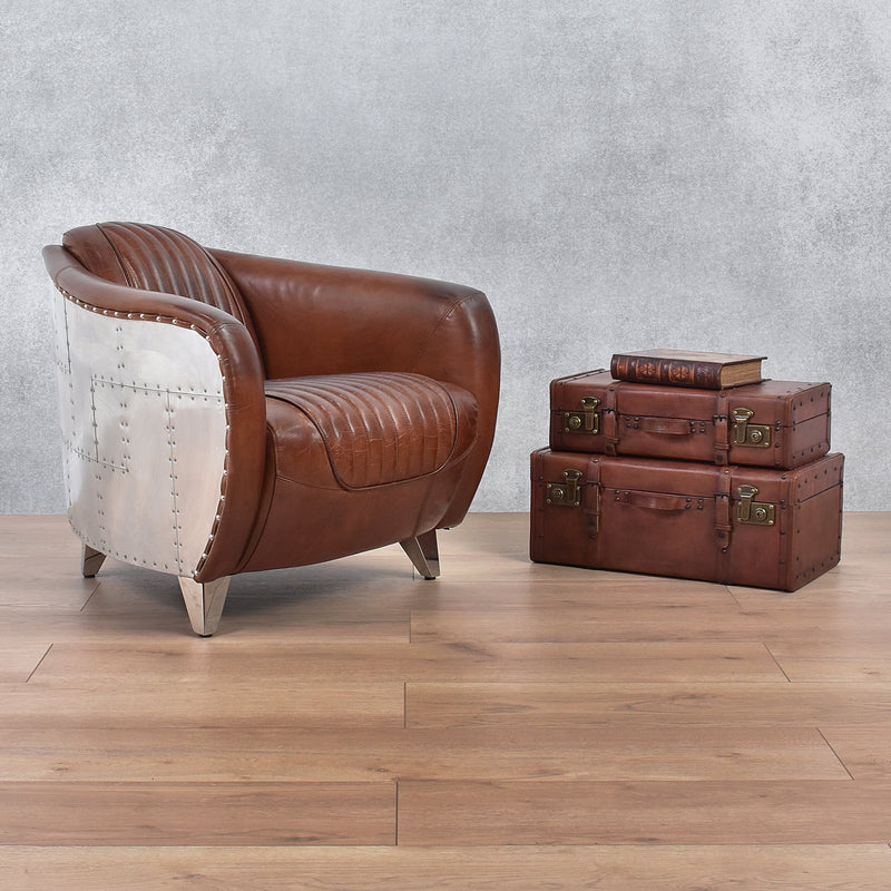 Aviator Vintage Leather Armchair-Dovetailed &amp; Doublestitched