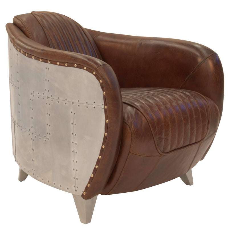 Aviator Vintage Leather Armchair-Dovetailed &amp; Doublestitched