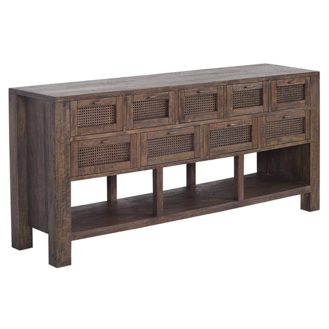 Avoca 9 Drawer Sideboard in Honey Brown