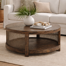Avoca Birdeye Rattan Round Coffee Table in Honey Brown-Dovetailed &amp; Doublestitched