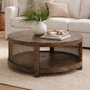 Avoca Birdeye Rattan Round Coffee Table in Honey Brown-Dovetailed &amp; Doublestitched