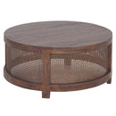 Avoca Birdeye Rattan Round Coffee Table in Honey Brown-Dovetailed &amp; Doublestitched