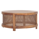 Avoca Birdeye Rattan Round Coffee Table in Light Tobacco-Dovetailed &amp; Doublestitched