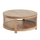 Avoca Birdeye Rattan Round Coffee Table in Light Tobacco-Dovetailed &amp; Doublestitched