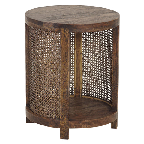 Avoca Birdeye Rattan Side Table in Honey Brown
