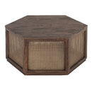 Avoca Hexagon Rattan Coffee Table in Honey Brown-Dovetailed &amp; Doublestitched
