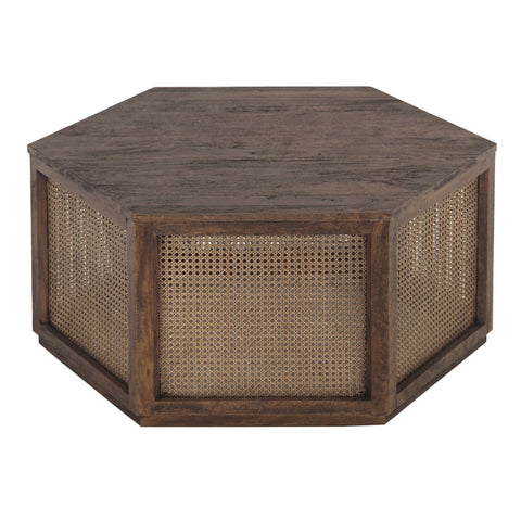 Avoca Hexagon Rattan Coffee Table in Honey Brown