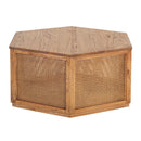 Avoca Hexagon Rattan Coffee Table in Light Tobacco-Dovetailed &amp; Doublestitched