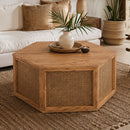 Avoca Hexagon Rattan Coffee Table in Light Tobacco-Dovetailed &amp; Doublestitched