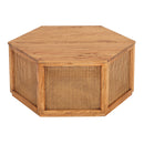 Avoca Hexagon Rattan Coffee Table in Light Tobacco-Dovetailed &amp; Doublestitched