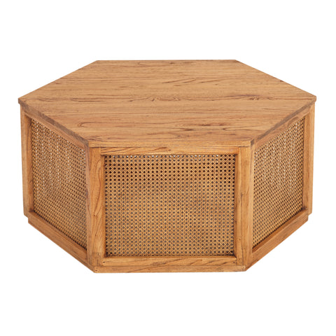 Avoca Hexagon Rattan Coffee Table in Light Tobacco