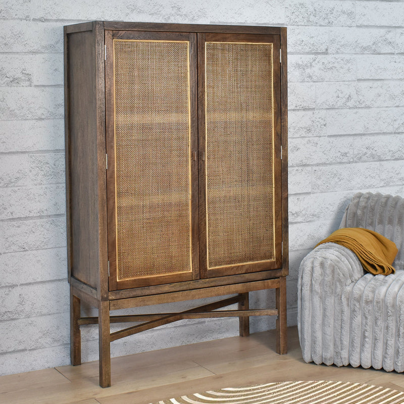 Avoca Honey Brown Rattan Cabinet-Dovetailed &amp; Doublestitched