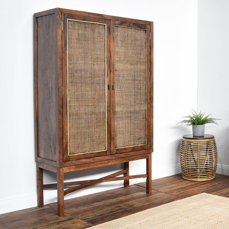 Avoca Honey Brown Rattan Cabinet-Dovetailed &amp; Doublestitched