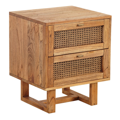 Avoca Rattan Bedside Table in Light Tobacco