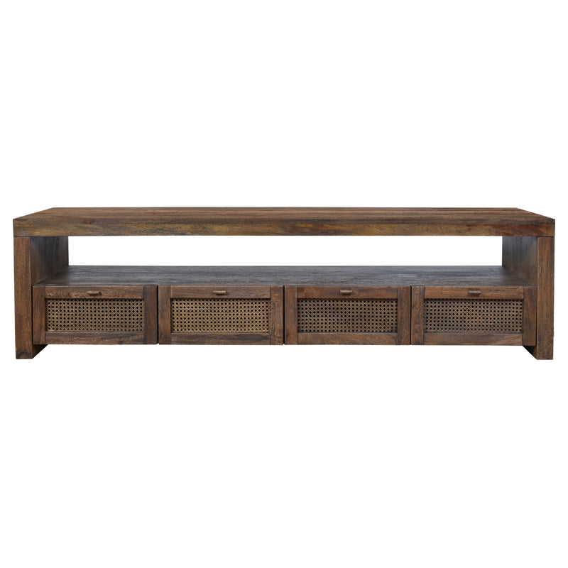 Avoca Rattan Entertainment Unit in Honey Brown-Dovetailed &amp; Doublestitched