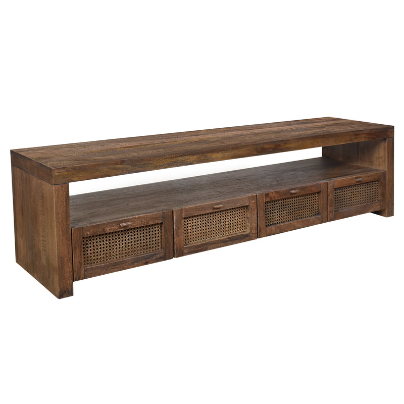 Avoca Rattan Entertainment Unit in Honey Brown-Dovetailed &amp; Doublestitched