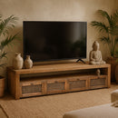 Avoca Rattan Entertainment Unit in Light Tobacco-Dovetailed &amp; Doublestitched