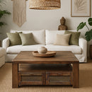 Avoca Square Coffee Table in Honey Brown-Dovetailed &amp; Doublestitched