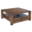Avoca Square Coffee Table in Honey Brown-Dovetailed &amp; Doublestitched