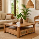 Avoca Square Coffee Table in Light Tobacco-Dovetailed &amp; Doublestitched