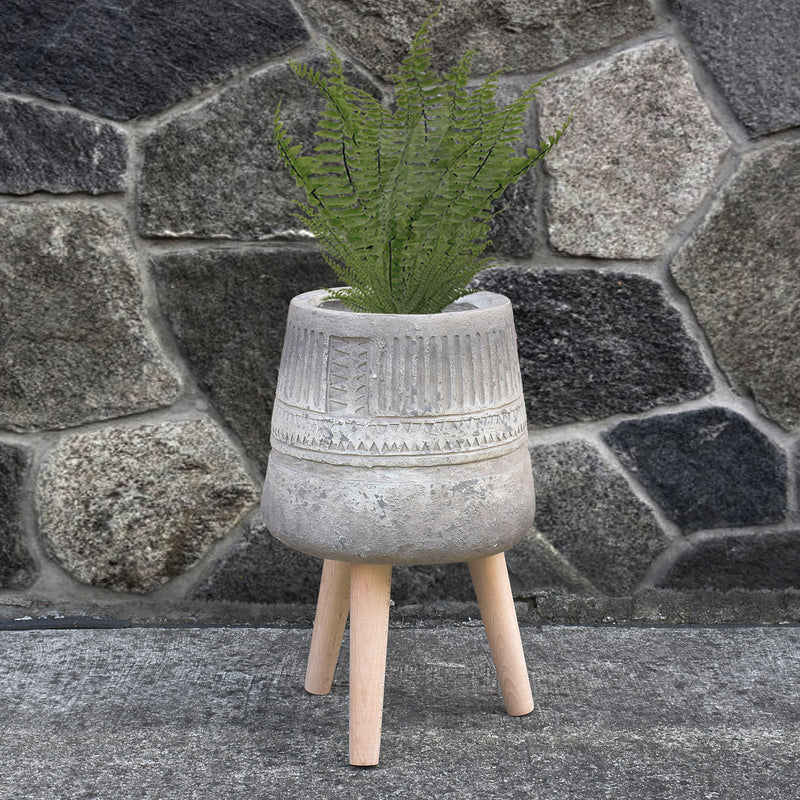 Aztec Pot With Wooden Legs 45cm-Dovetailed &amp; Doublestitched