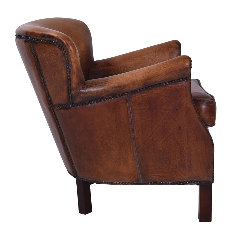 Clarence Professor Antique Leather Armchair