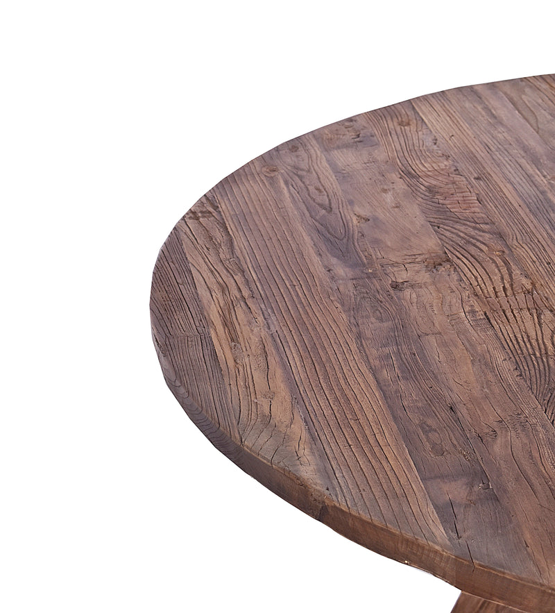 Balmoral 140cm Round Reclaimed Timber Dining Table-Dovetailed &amp; Doublestitched