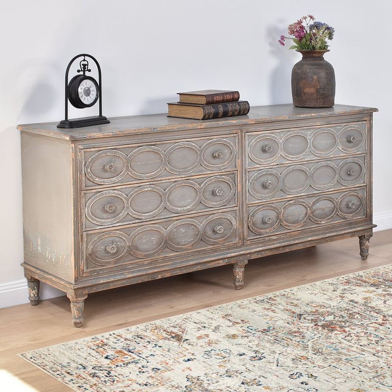 Balmoral Distressed Timber Chest of Drawers-Dovetailed &amp; Doublestitched