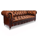 Barrington Vintage Leather 3 Seater Chesterfield Sofa-Dovetailed &amp; Doublestitched