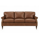 Belgrave Chestnut Brown Leather 3 Seater Sofa-Dovetailed &amp; Doublestitched