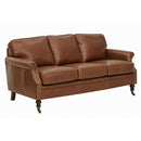 Belgrave Chestnut Brown Leather 3 Seater Sofa-Dovetailed &amp; Doublestitched