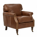 Belgrave Chestnut Brown Leather Edwardian Armchair-Dovetailed &amp; Doublestitched