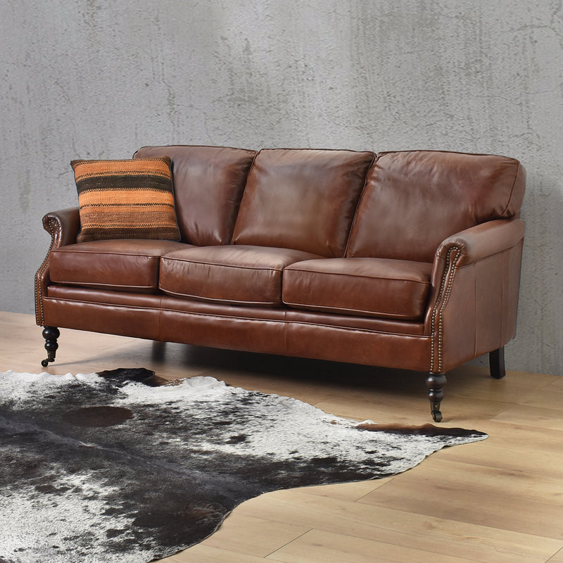 Belgrave Vintage Leather 3 Seater Sofa-Dovetailed &amp; Doublestitched