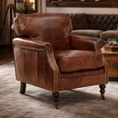 Belgrave Vintage Leather Edwardian Armchair-Dovetailed &amp; Doublestitched