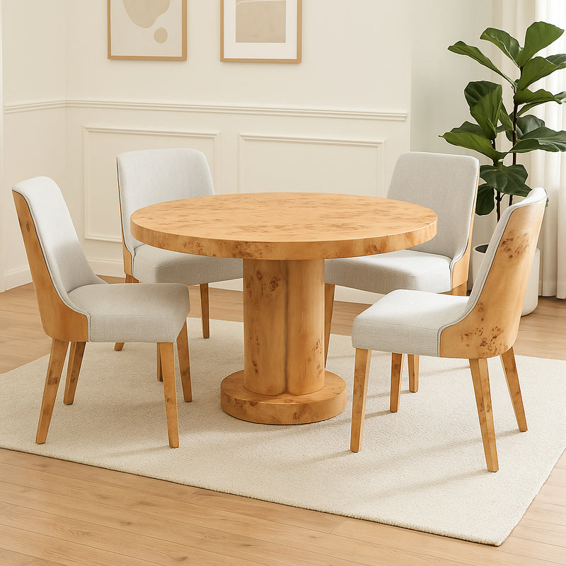 Bernadette 130cm Round Dining Table-Dovetailed &amp; Doublestitched