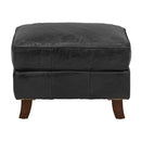 Bijou Black Leather Ottoman-Dovetailed &amp; Doublestitched