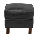 Bijou Black Leather Ottoman-Dovetailed &amp; Doublestitched