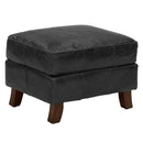 Bijou Black Leather Ottoman-Dovetailed &amp; Doublestitched