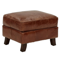 Bijou Vintage Leather Ottoman-Dovetailed &amp; Doublestitched