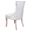Bjorn Light Grey Leather High Back Dining Chair White Wash-Dovetailed &amp; Doublestitched