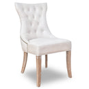 Bjorn Light Grey Leather High Back Dining Chair White Wash-Dovetailed &amp; Doublestitched