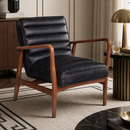 Borsen Black Leather Mid Century Armchair-Dovetailed &amp; Doublestitched