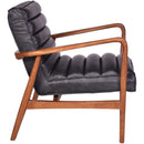 Borsen Black Leather Mid Century Armchair-Dovetailed &amp; Doublestitched