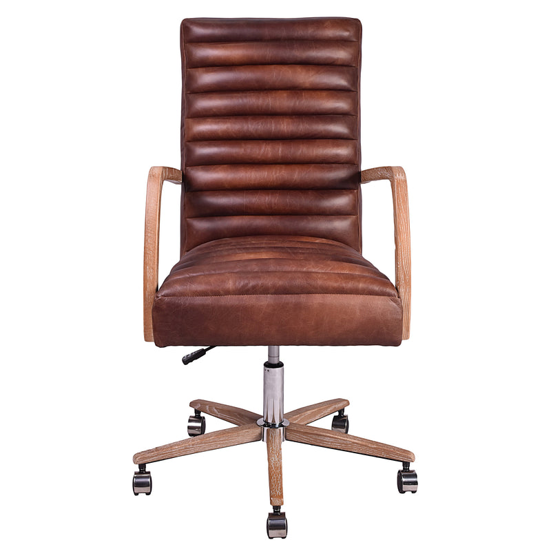 Borsen Brown Leather Desk Chair-Dovetailed &amp; Doublestitched