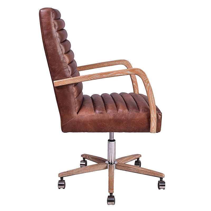 Borsen Brown Leather Desk Chair-Dovetailed &amp; Doublestitched