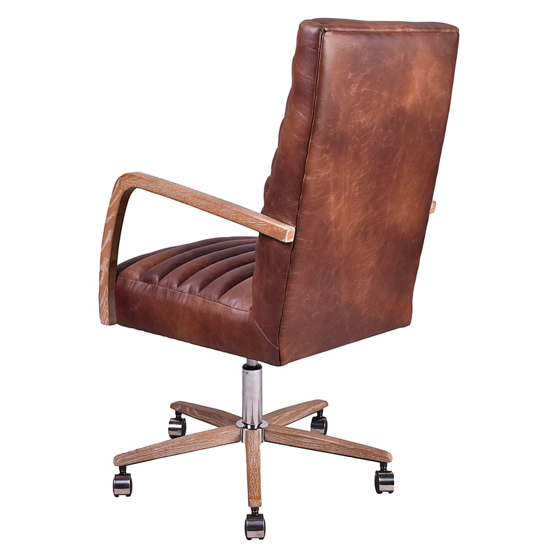 Borsen Brown Leather Desk Chair-Dovetailed &amp; Doublestitched