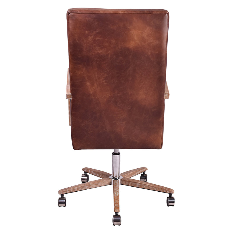 Borsen Brown Leather Desk Chair-Dovetailed &amp; Doublestitched